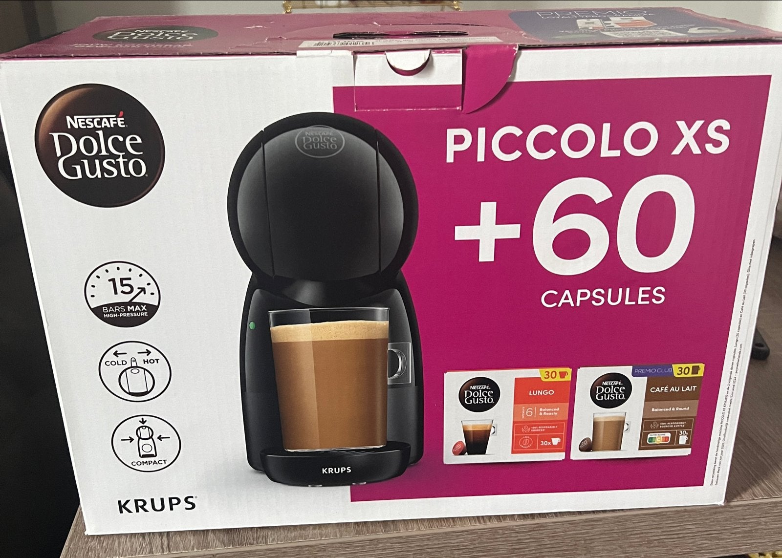 Nescafe Dolce Gusto Piccolo XS + 60 capsules, Ophalen of Verzenden, 1 kopje, Koffiepads en cups, Afneembaar waterreservoir