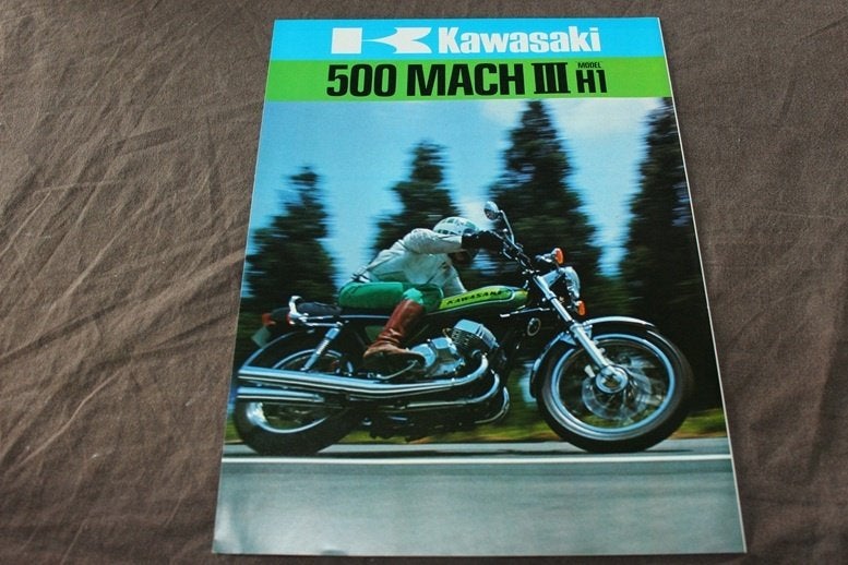 Kawasaki 500 Mach III H1 motorfiets verkoop folder, Motoren, Handleidingen en Instructieboekjes, Ophalen of Verzenden, Kawasaki