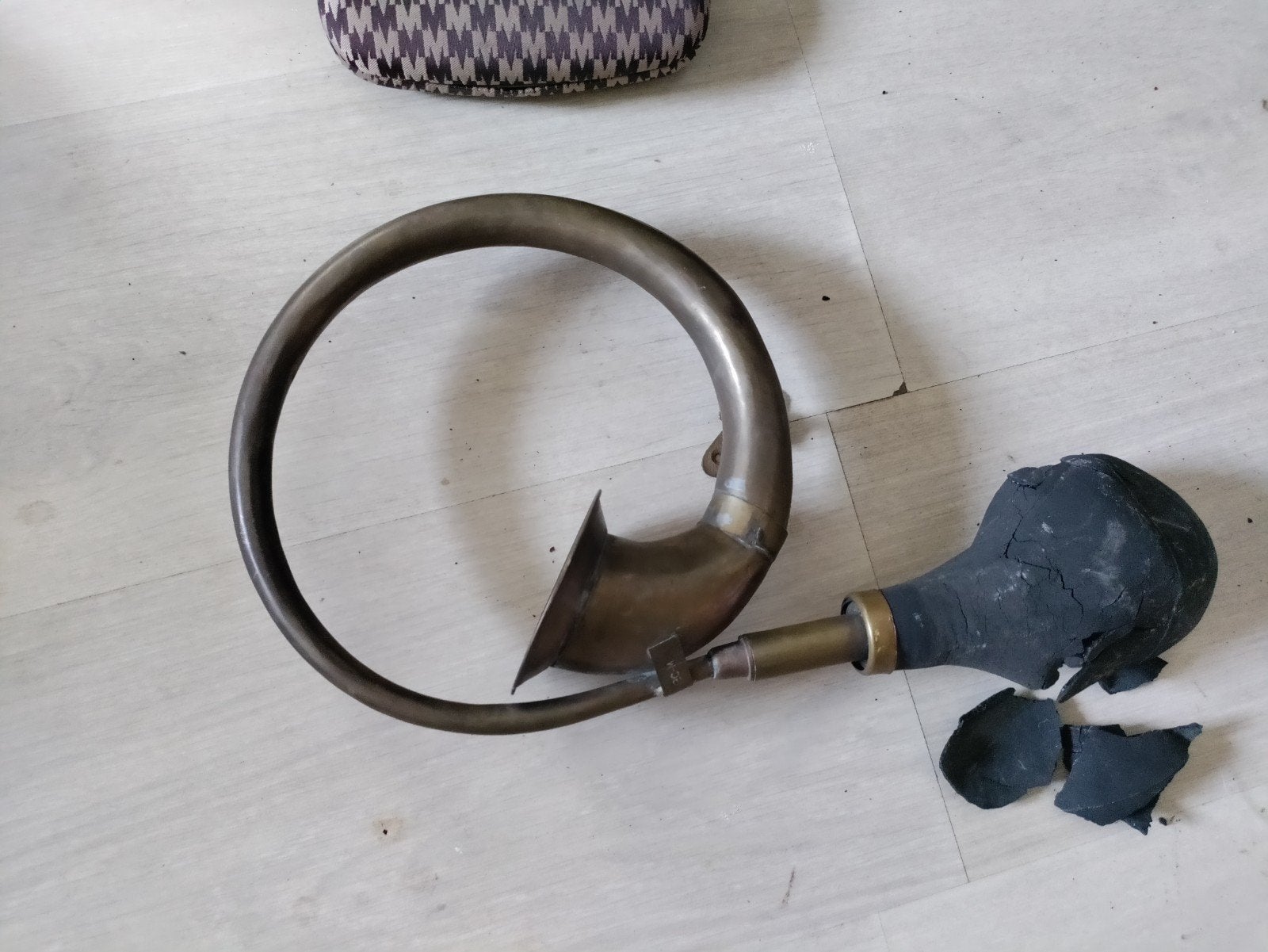 Vintage koperen claxon/toeter voor auto of fiets, Antiek en Kunst, Ophalen of Verzenden