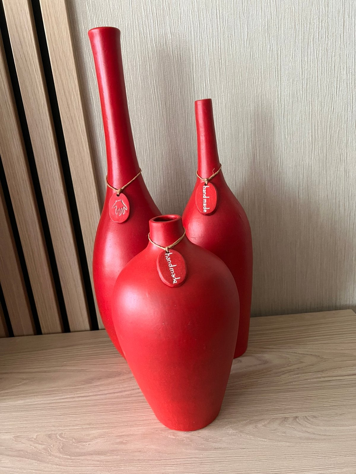 Handgemaakte rode vazen, Ophalen, Minder dan 50 cm, Rood, Glas