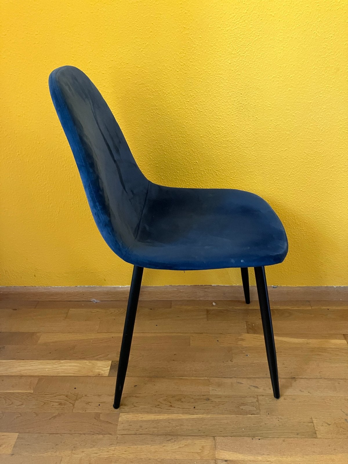 Blauwe velours stoel - Gebruikt, Ophalen, Blauw, Zo goed als nieuw, Eén