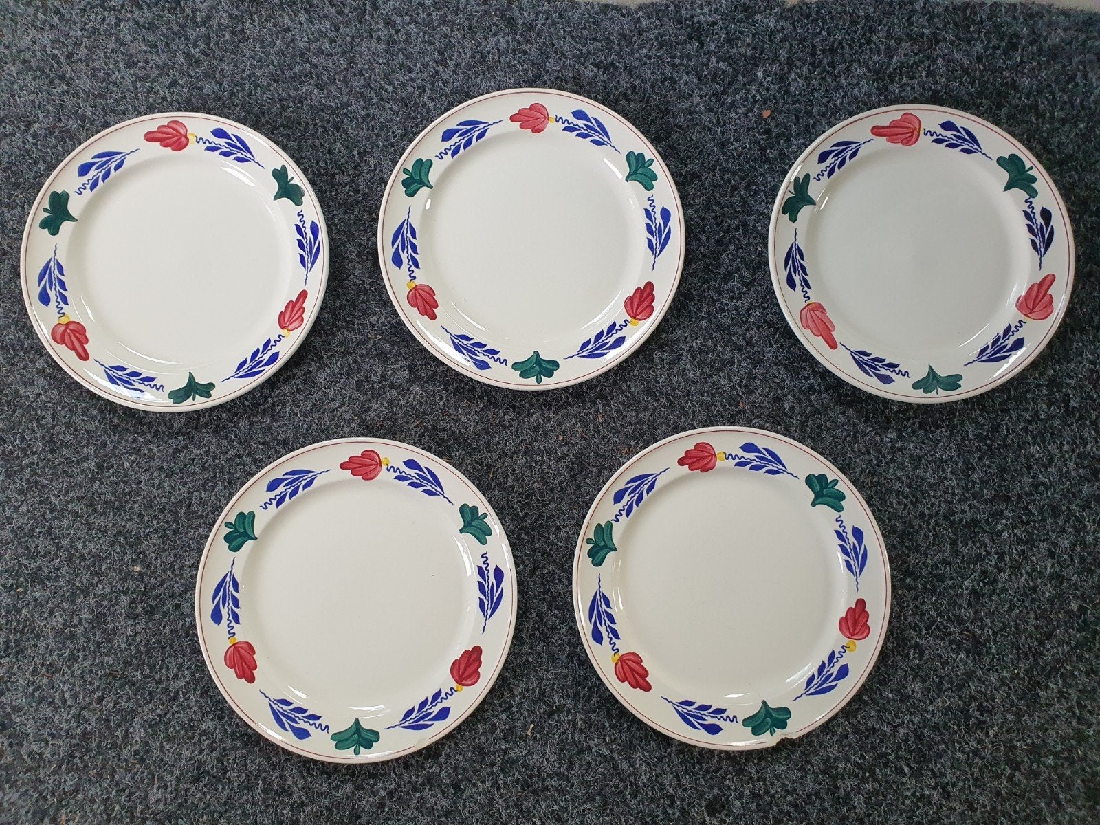 5 Boerenbont grote dinerborden van Boch, 27cm, Ophalen of Verzenden, Aardewerk, Bord(en)
