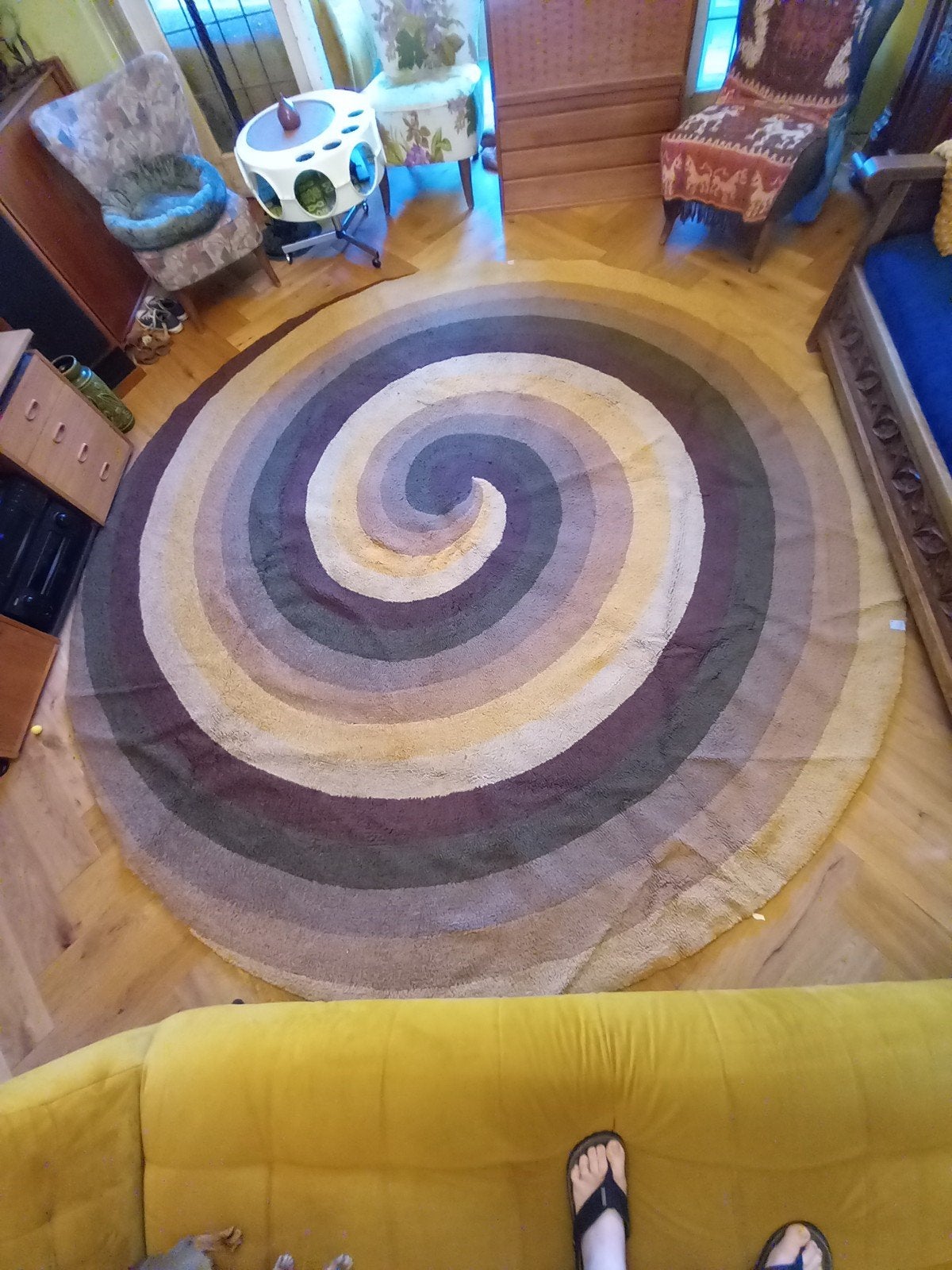 vintage rond vloerkleed 2.95m, Ophalen, Gebruikt, Rond, 200 cm of meer