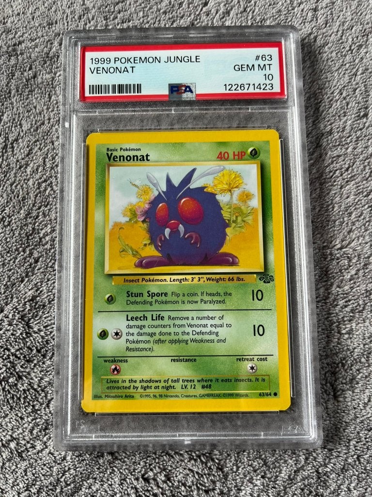 PSA 10 Pokemon 1999 JUNGLE VENONAT 63, Ophalen of Verzenden, Nieuw, Losse kaart