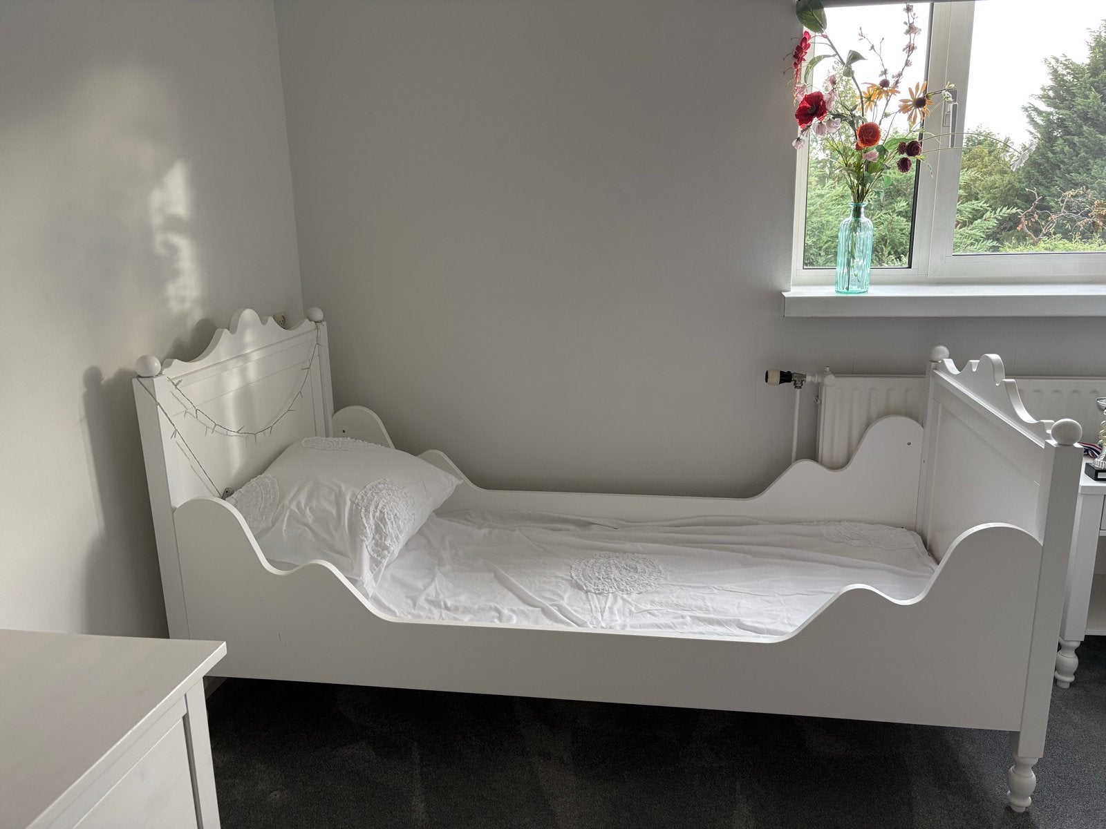 Compleet: Bopita Bed/Nachtkastje +Ikea bureau/kast eendeurs, Ophalen, 85 tot 100 cm, Gebruikt, Lattenbodem