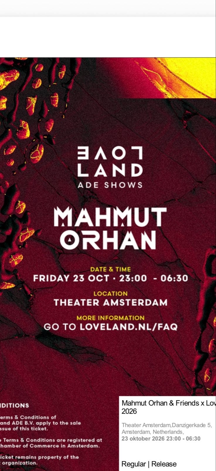Love Land ADE x Mahmut orhan laatste ticket 23 october