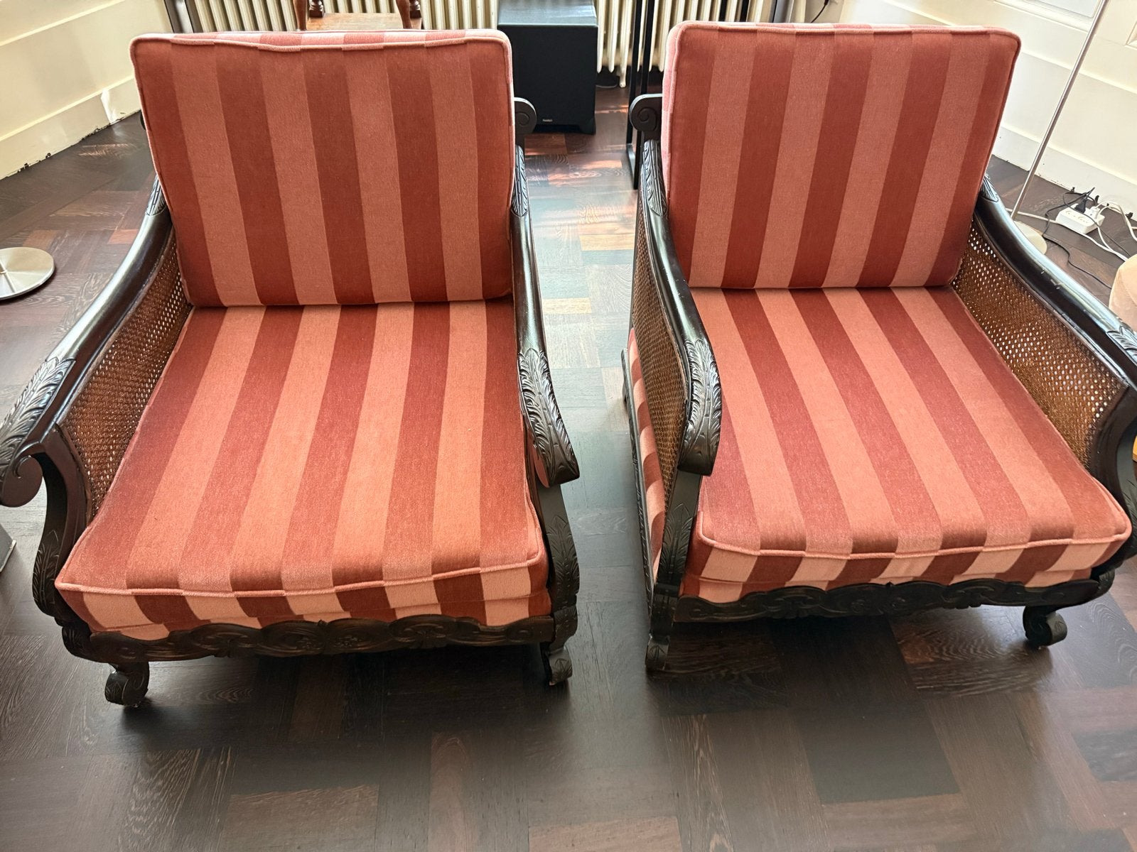 2 Gerestaureerde Pander fauteuils  met rotan, Ophalen of Verzenden, Zo goed als nieuw, Hout, 75 tot 100 cm