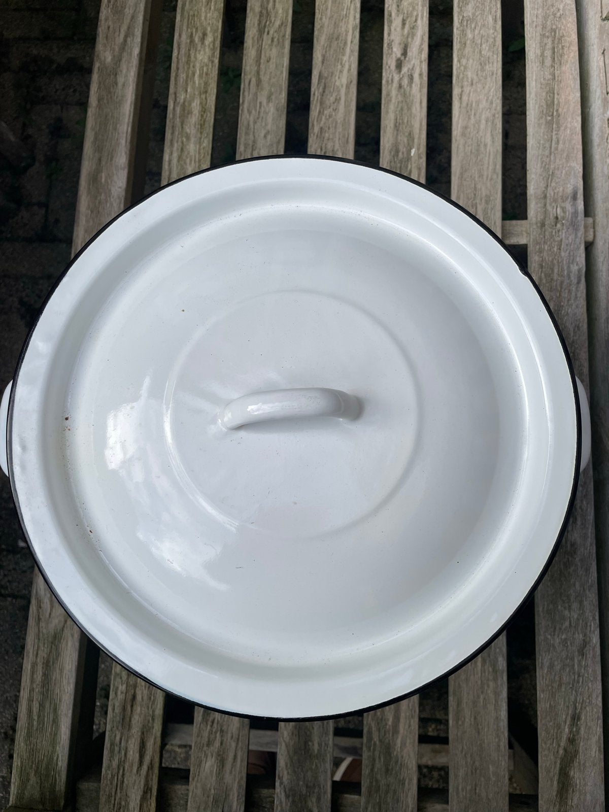 Grote witte emaille soep pan met deksel - Vintage, Ophalen of Verzenden
