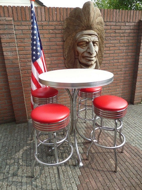 FIFTIES SIXTIES AMERIKAANSE BARKRUKKEN BEL AIR BARTAFEL, Huis en Inrichting, 5 krukken of meer, 60 tot 90 cm, Met voetsteun, Ophalen of Verzenden