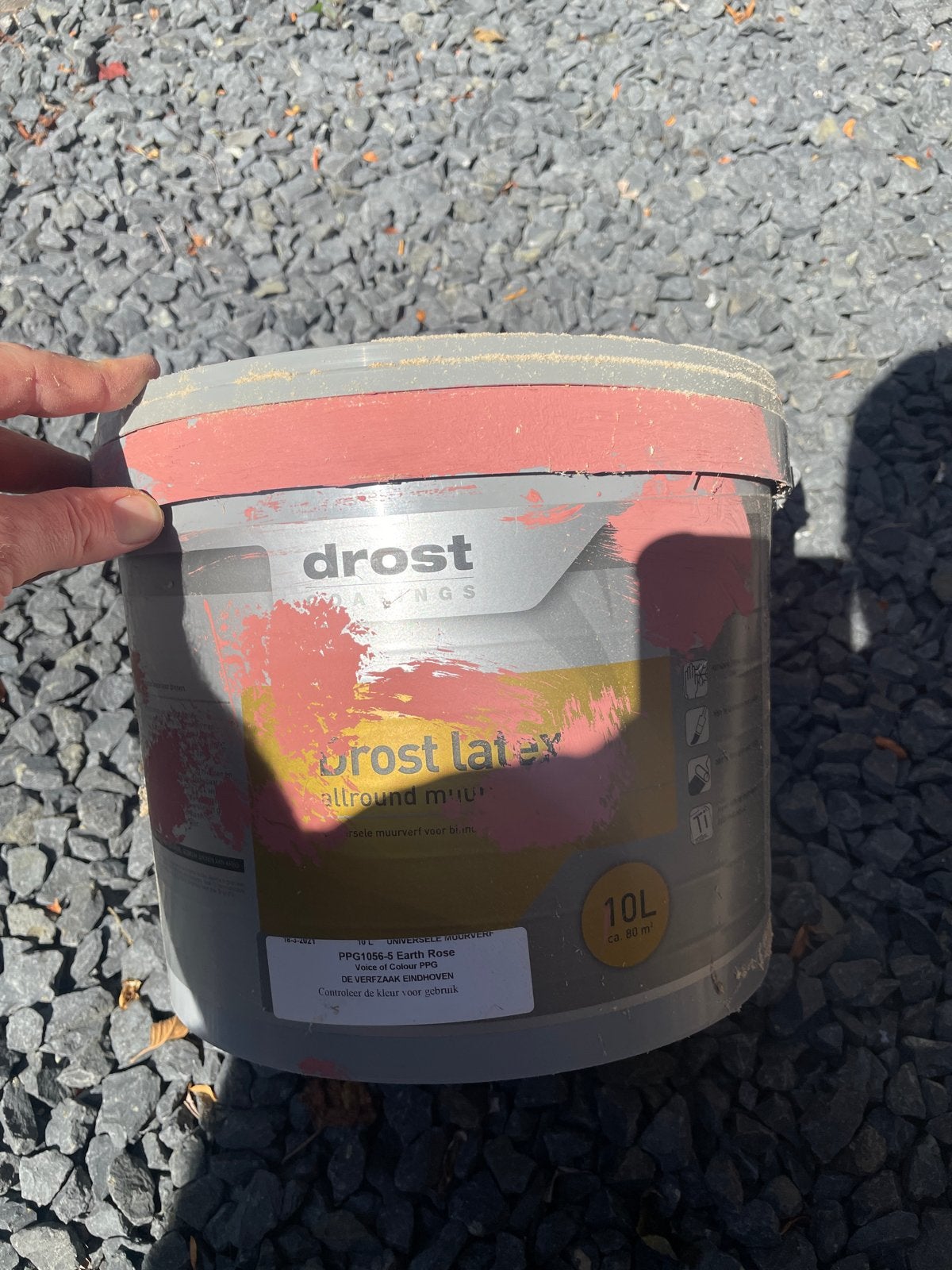 Drost Latex Muurverf Earth Rose - ca. 7 liter, Gebruikt, 5 tot 10 liter, Ophalen of Verzenden, Verf