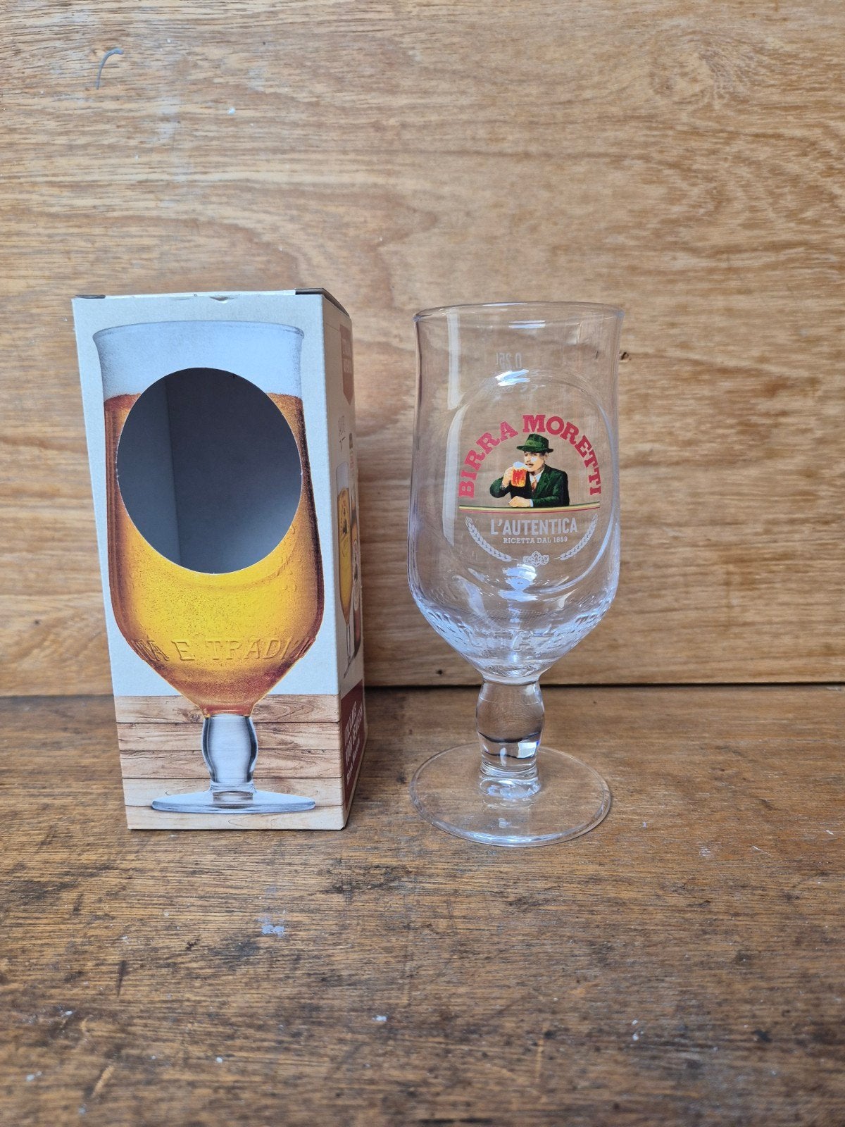 Birra Moretti Bierglas 0,25cl - Nieuw in doos, Ophalen of Verzenden, Nieuw, Glas of Glazen, Overige merken