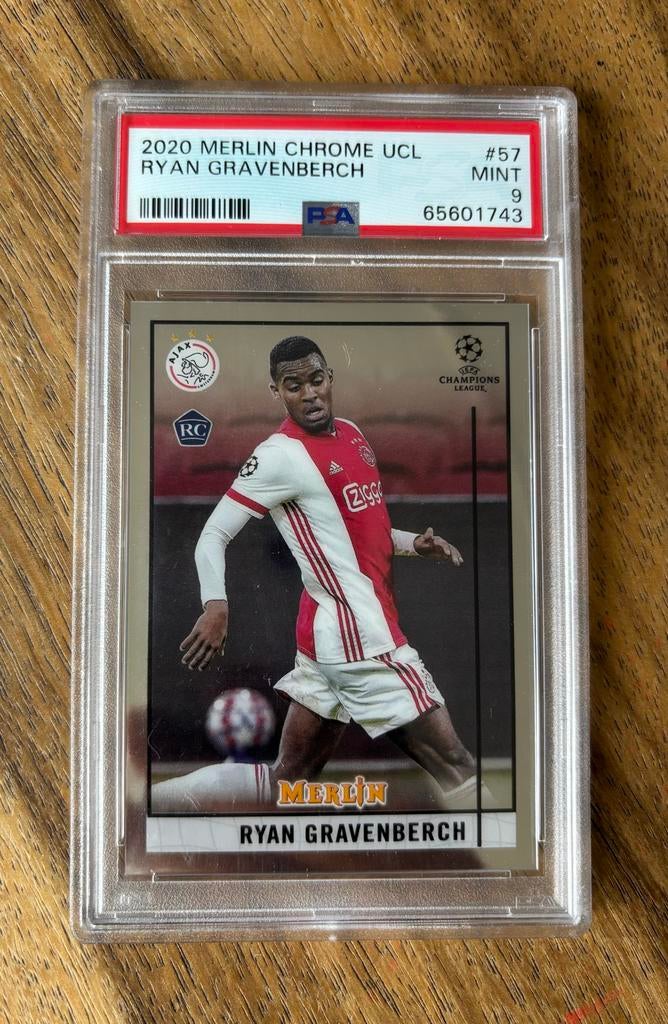 Ryan Gravenberch 2020 Merlin Chrome UCL PSA 9 MINT, Ophalen of Verzenden, Zo goed als nieuw, Ajax, Spelerskaart