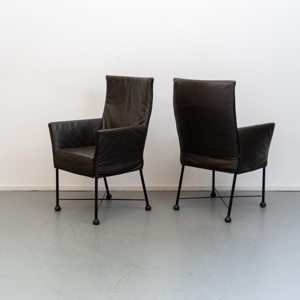 Montis Chaplin (eetkamer)stoelen - donkerbruin leder, Niet ingevuld, Zo goed als nieuw, Niet ingevuld, Niet ingevuld