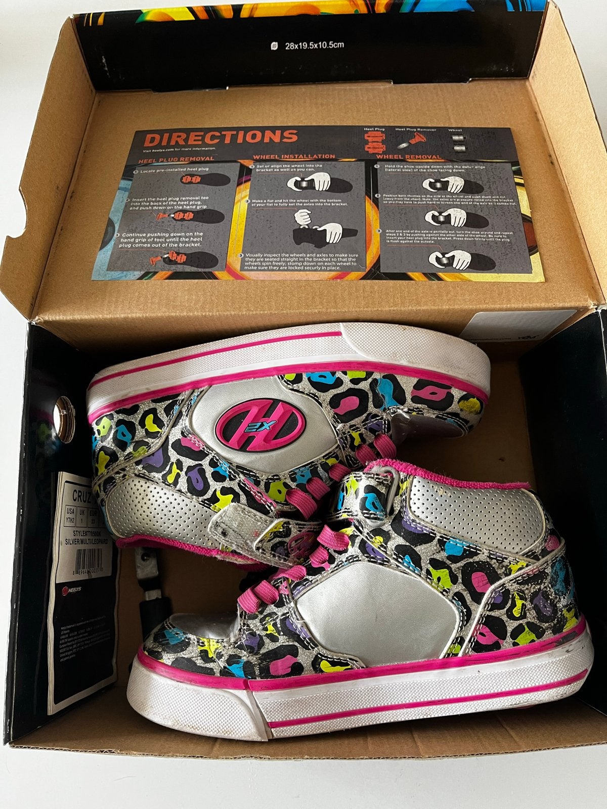 Heelys rolschoenen met luipaardprint - Maat 33, Ophalen, Gebruikt, Kinderen