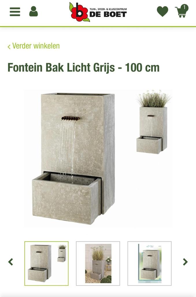 Moderne rechte fontein met opvangbak - Lichtgrijs, Ophalen of Verzenden, Fontein