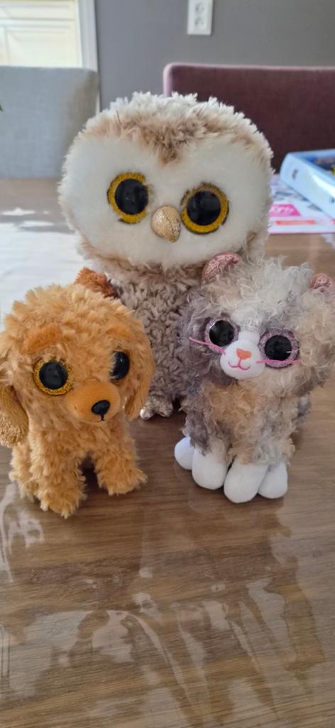 Tye knuffels in zeer nette staat, met label.hond, uil en kat, Ophalen of Verzenden, Zo goed als nieuw, Hond