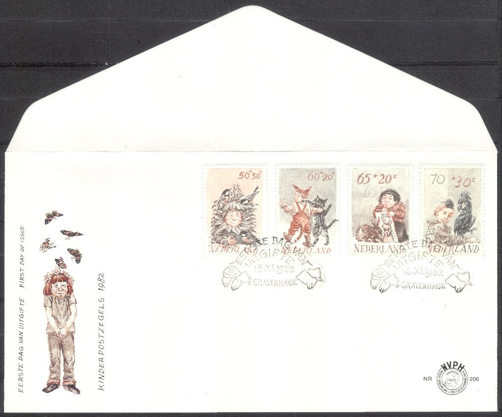 E206 - kind 1982, Postzegels en Munten, Postzegels | Eerstedagenveloppen, Verzenden, Onbeschreven, Nederland