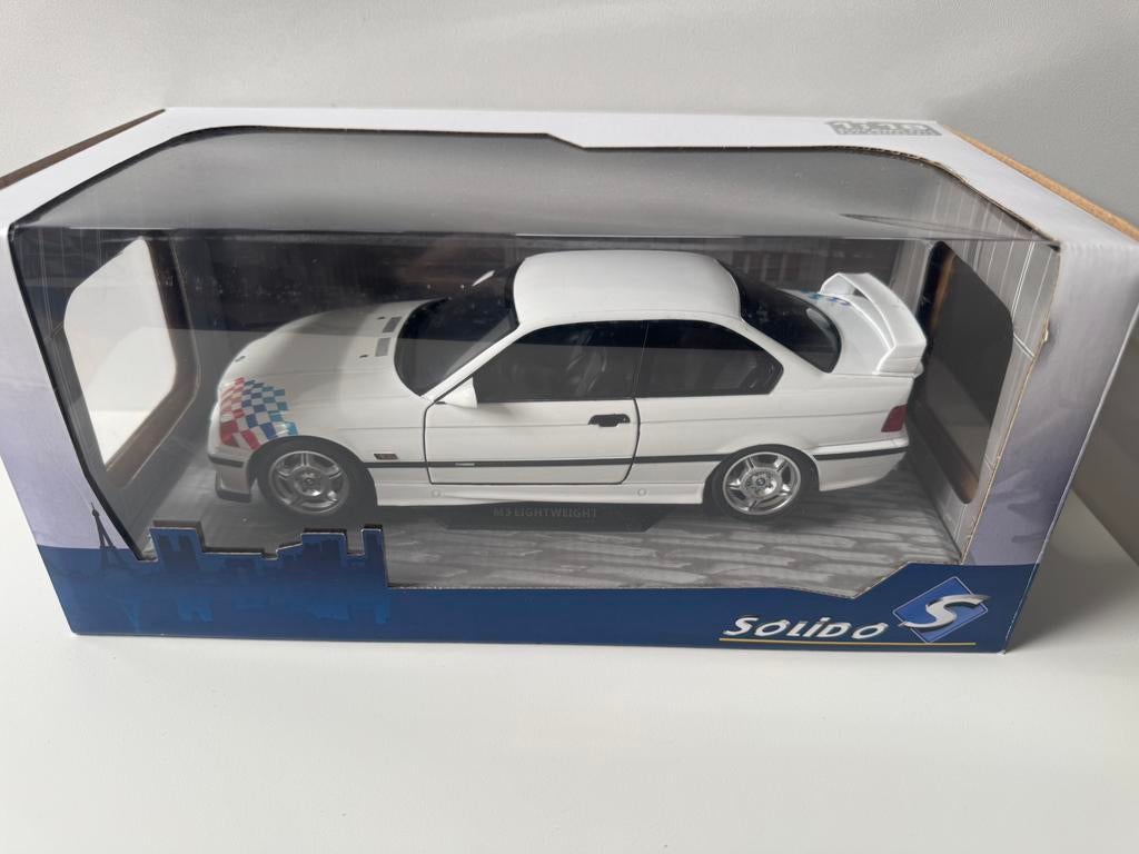 Solido bmw e36 m3 lightweight coupe wit 1:18 solido, Ophalen of Verzenden, Zo goed als nieuw, Auto, Solido