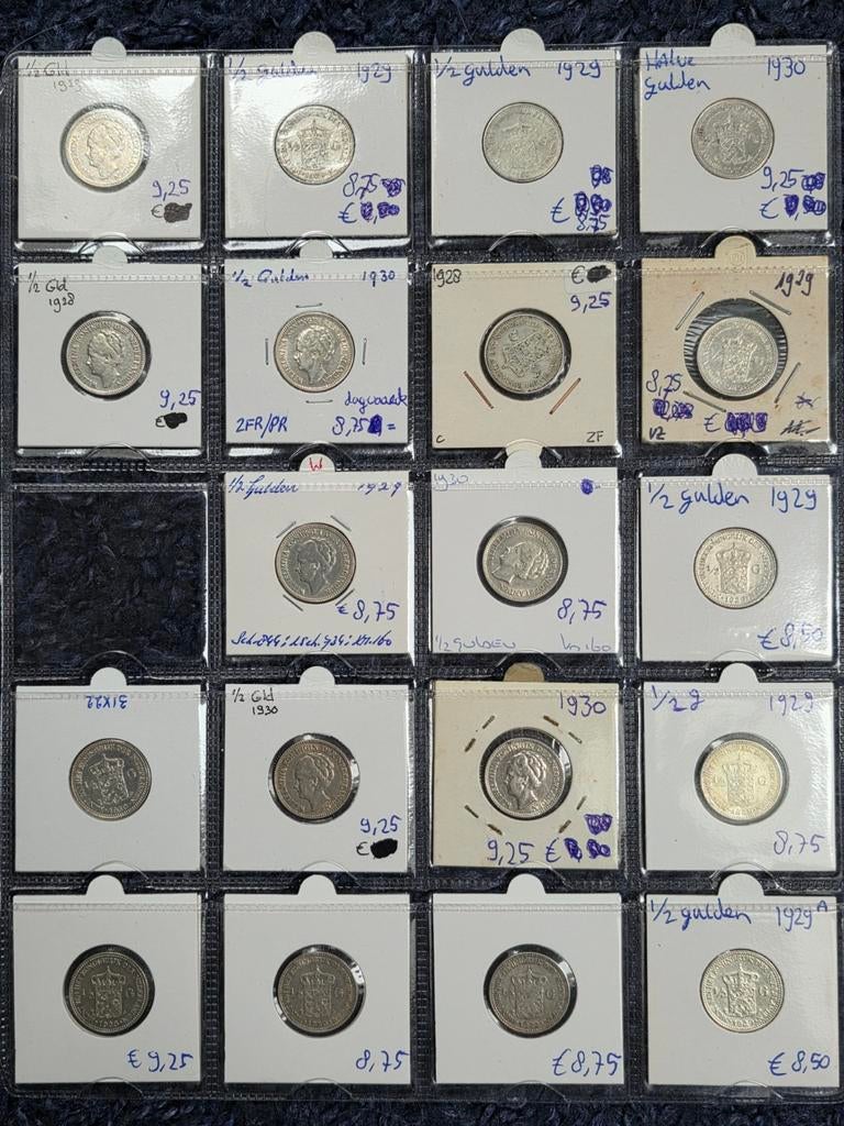 19x halve gulden Wilhelmina zilver, Postzegels en Munten, Munten | Nederland, ½ gulden, Zilver, Koningin Wilhelmina, Verzenden