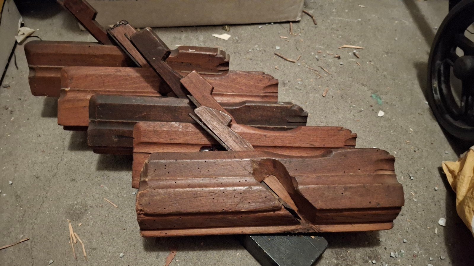 Set van 5 antieke houten schaven voor houtbewerking, Ophalen of Verzenden