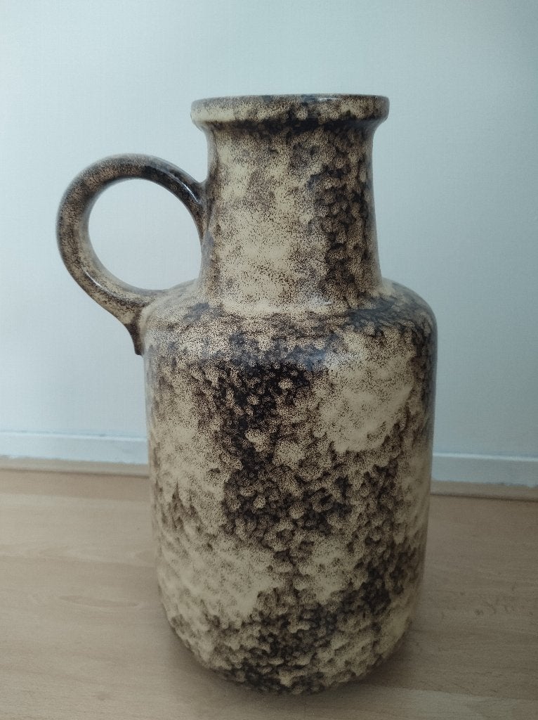 Beige en zwarte West Germany Scheurich vaas met oor 408-40, Ophalen of Verzenden, Zo goed als nieuw, Overige kleuren