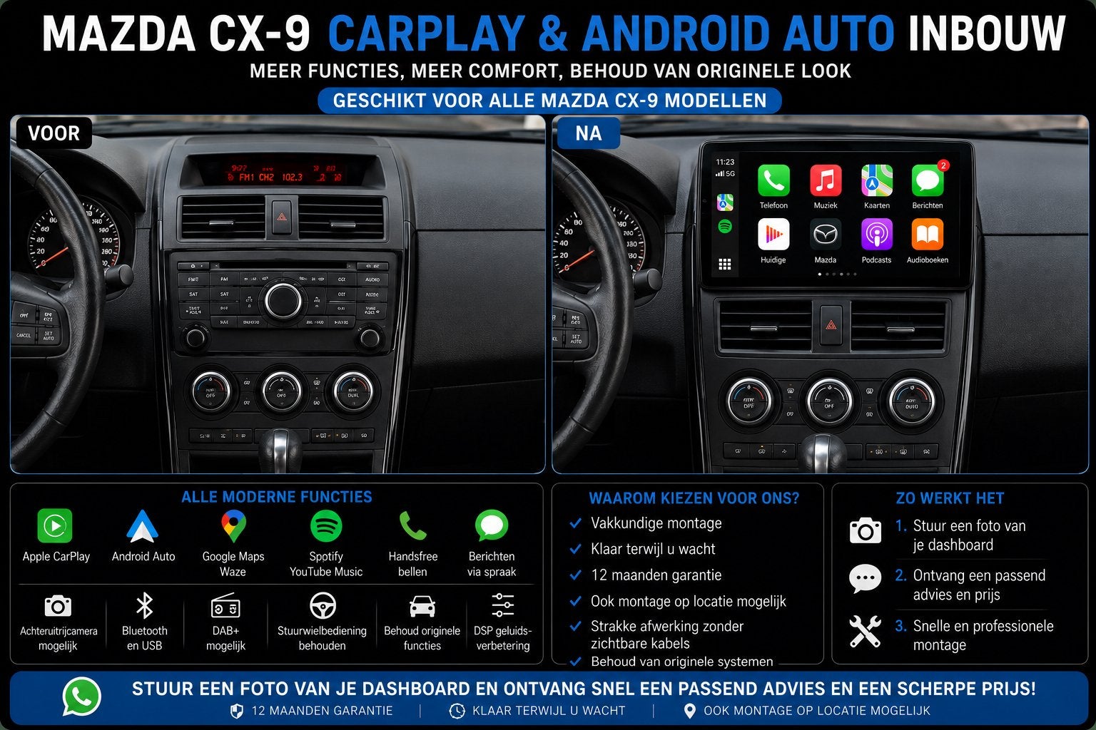 Mazda CX-9 CarPlay & Android Auto Inbouw, Ophalen, Nieuw