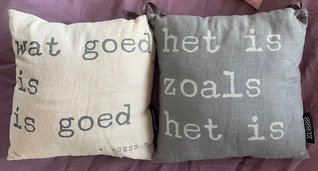 Zusss set sierkussens - grijs en beige - 40x40cm, Ophalen, Gebruikt, Beige, Vierkant