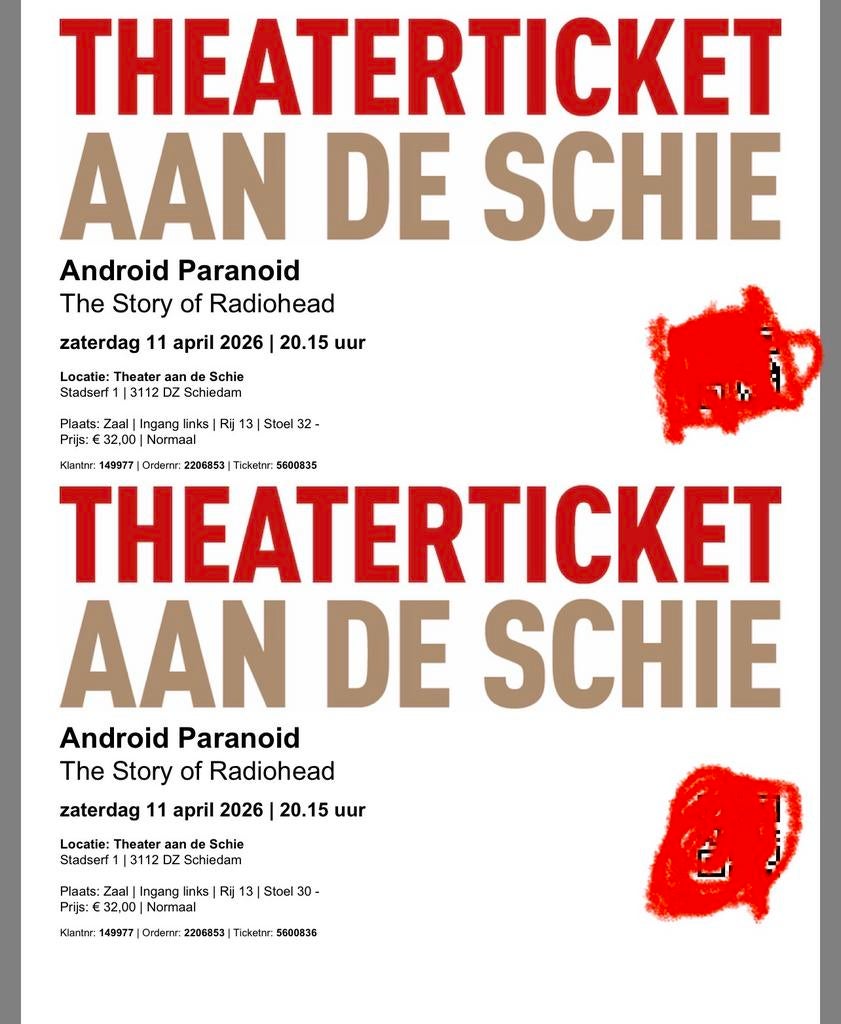 2 tickets Story of Radiohead, Twee personen, April