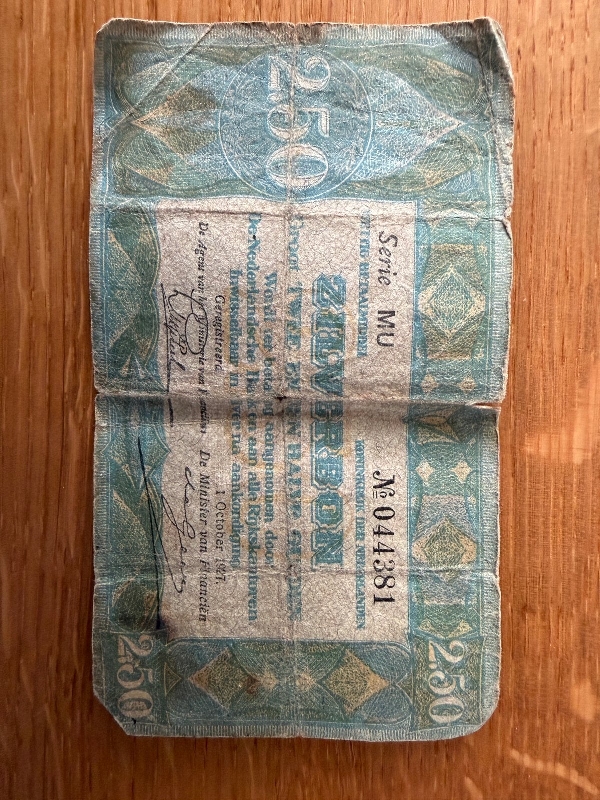 Zilverbon 2,5 gulden 1927 - Serie MU - Zeldzaam biljet, Postzegels en Munten, Bankbiljetten | Nederland, Ophalen of Verzenden