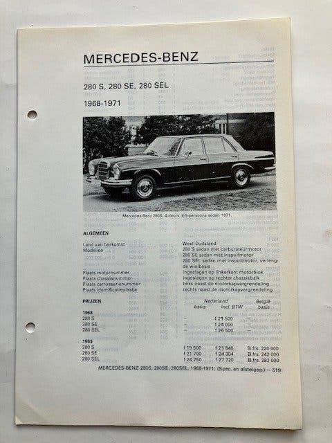 Vraagbaak   Mercedes  280 S - 280 SE - 280 SEL   1968 - 1971, Ophalen of Verzenden