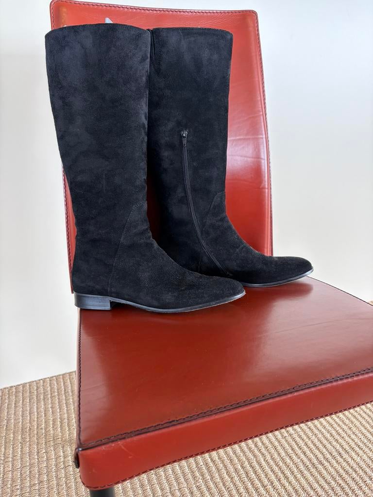 Mooie zwarte suede laarzen, fred de la bretoniere in maat 40, Ophalen of Verzenden, Gedragen, Zwart, Hoge laarzen