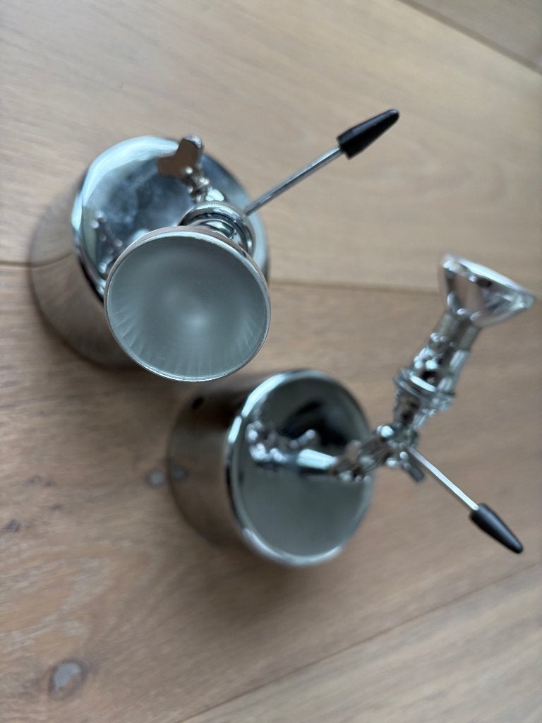 Disegnoluce Baionetta opbouwspot (2 stuks), Gebruikt, Overige fittingen, Ophalen of Verzenden, Vintage design verchroomd metaal
