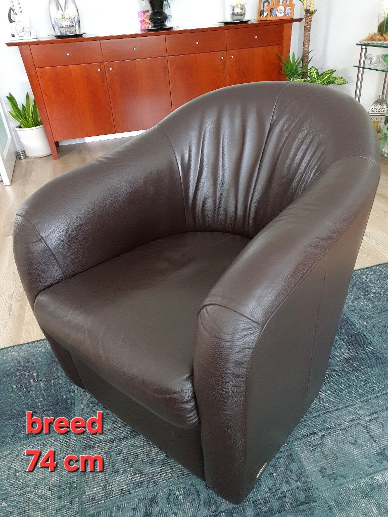 Draaistoel Fauteuil, Ophalen, Gebruikt, Bruin, Leer