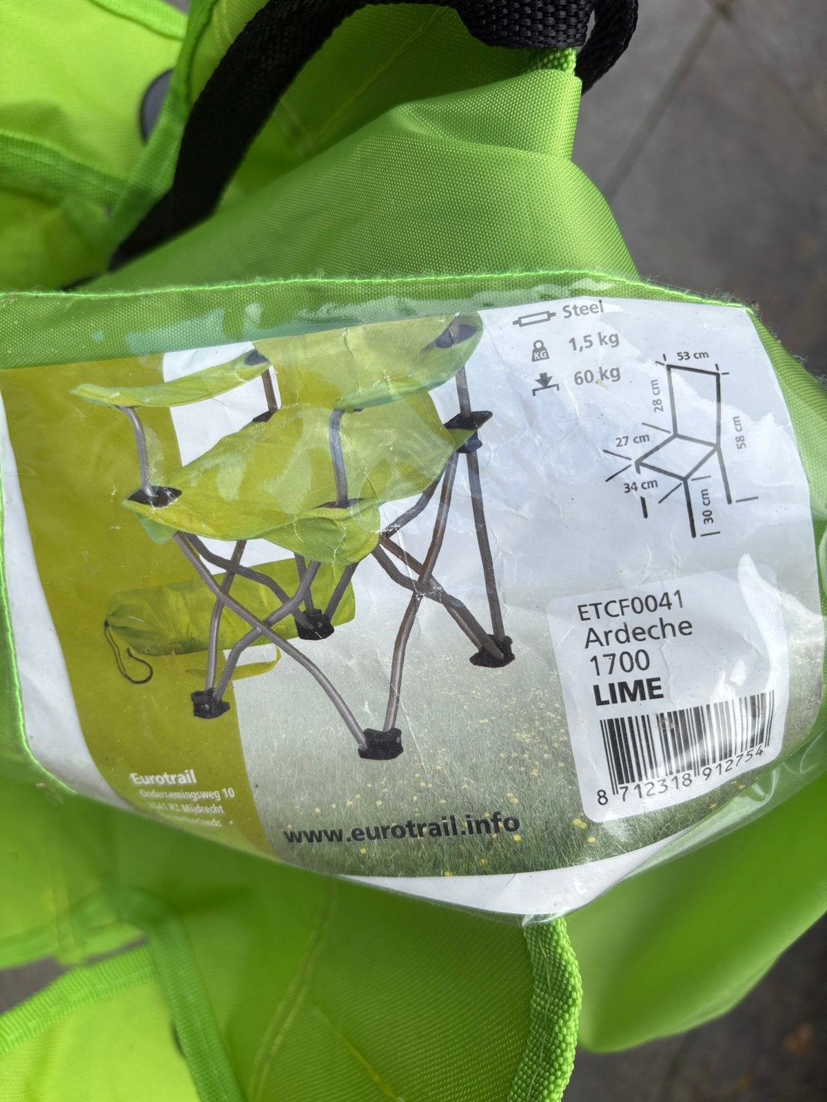 Eurotrail Kinderstoel - Limegroen, Ophalen, Zo goed als nieuw, Stoel
