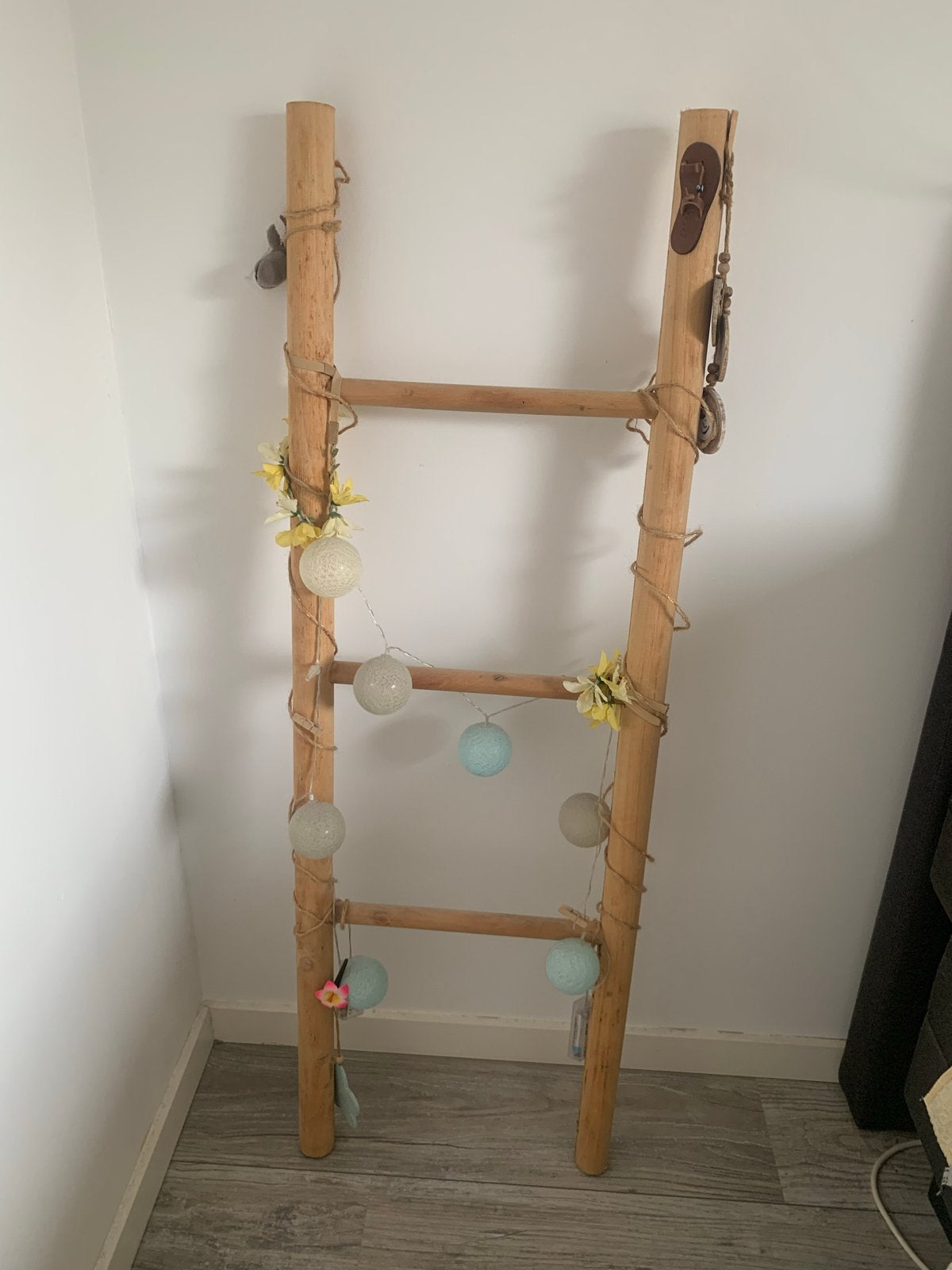 Decoratieve houten ladder met verlichting, Huis en Inrichting, Woonaccessoires | Overige, Ophalen, Hout, Bruin, Landelijk