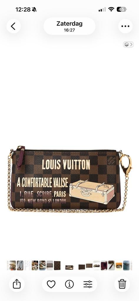 Louis Vuitton LIMITED Damier Pochette Milla MM Schoudertasje, Ophalen of Verzenden, Zo goed als nieuw, Bruin, Schoudertasje