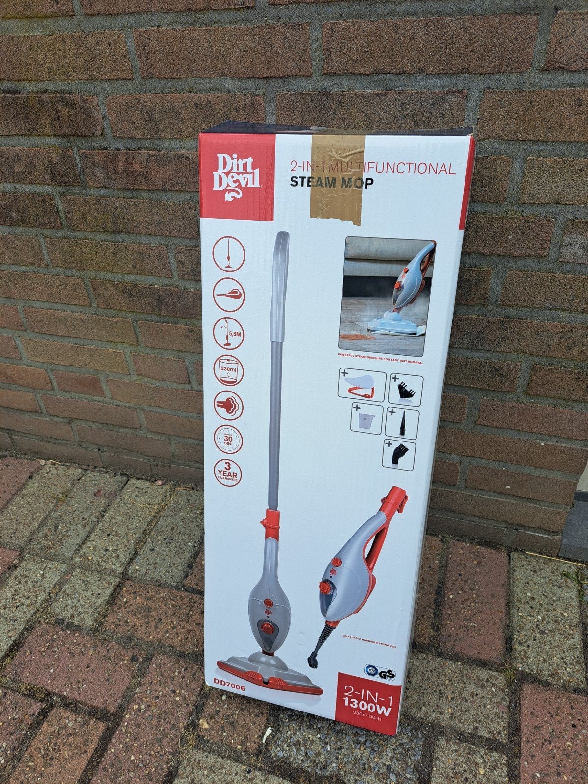 Dirt Devil 2-in-1 Multifunctionele Stoommop DD7006, Witgoed en Apparatuur, Stofzuigers, Nieuw, Stoomreiniger, Overige merken, 1200 tot 1600 watt
