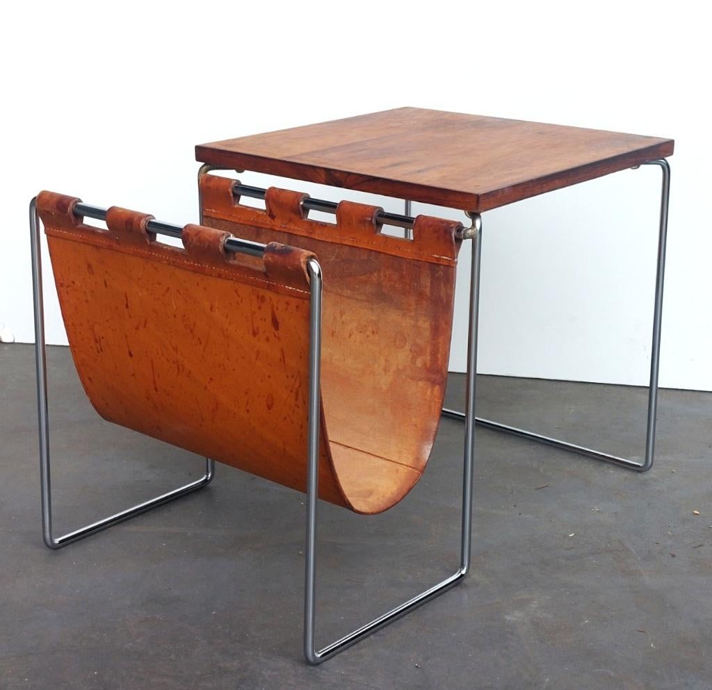 Vintage Brabantia lectuurbak - tafeltje | tuigleer | zgst, Gebruikt, ., Ophalen of Verzenden, BRABANTIA