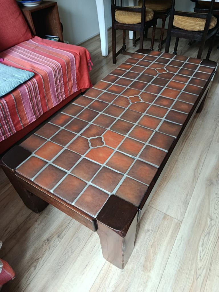 Robuuste Jaren '60 Tegeltafel - Pierre Garnier Stijl, Ophalen, Gebruikt, Overige materialen, 100 tot 150 cm