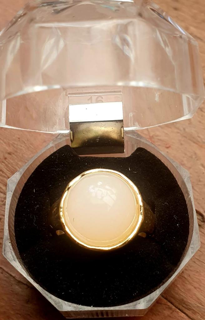 Verstelbare gouden ring met parel, Overige materialen, Nieuw, Ophalen of Verzenden, 17 tot 18