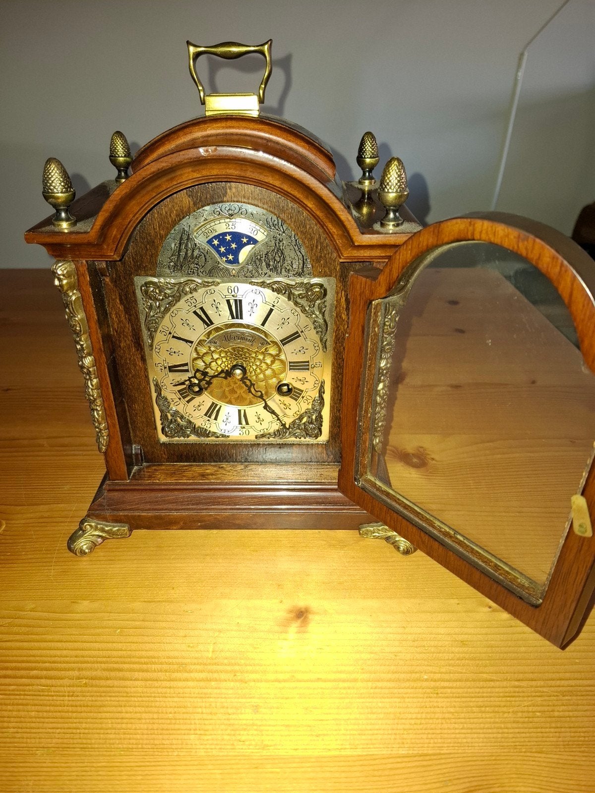 Antieke Schouwklok met Maanfase, Ophalen of Verzenden