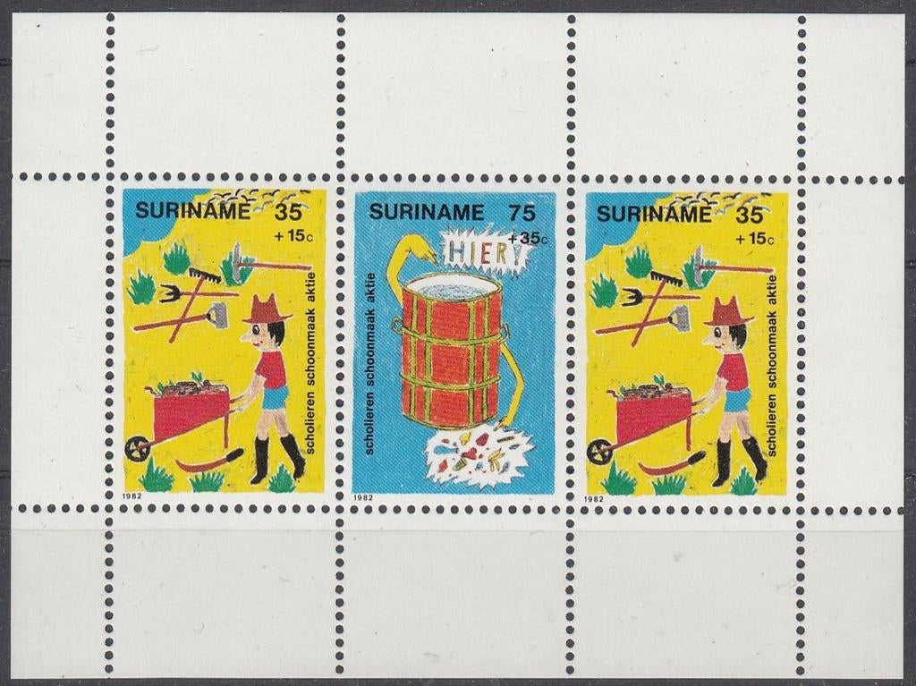 Suriname Republiek 317 Blok Kindertekeningen 1982 postfris, Ophalen of Verzenden, Postfris