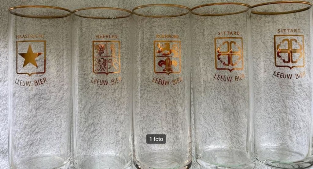 5 Leeuw Bier glazen- Maastricht, Heerlen, Roermond, Sittard, Verzamelen, Ophalen of Verzenden, Nieuw, Glas of Glazen, Brand