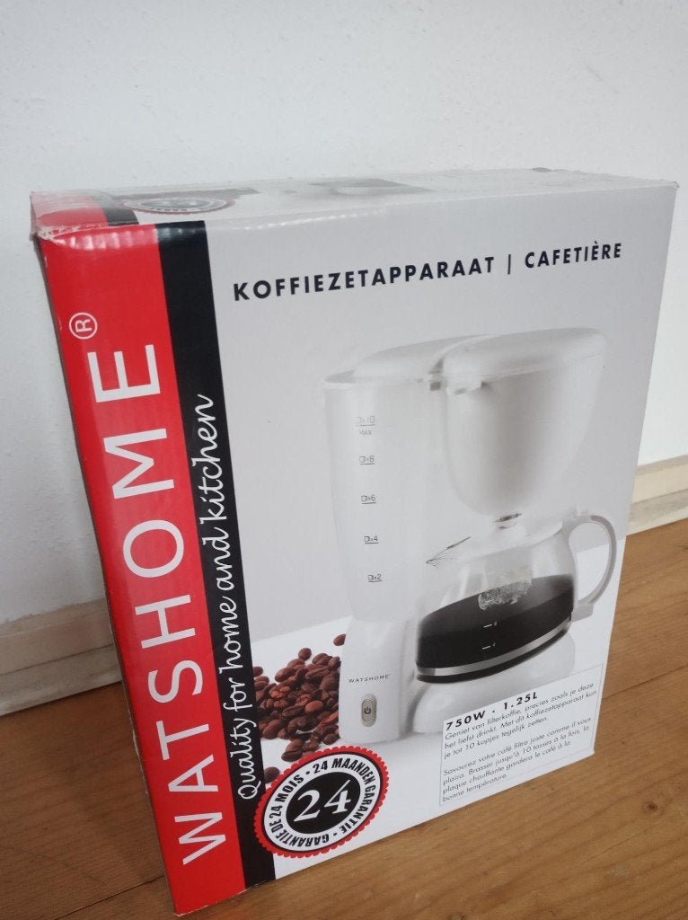 Watshome Koffiezetapparaat 750W 1.25L Nieuw in doos, Witgoed en Apparatuur, Afneembaar waterreservoir, Gemalen koffie, Ophalen of Verzenden