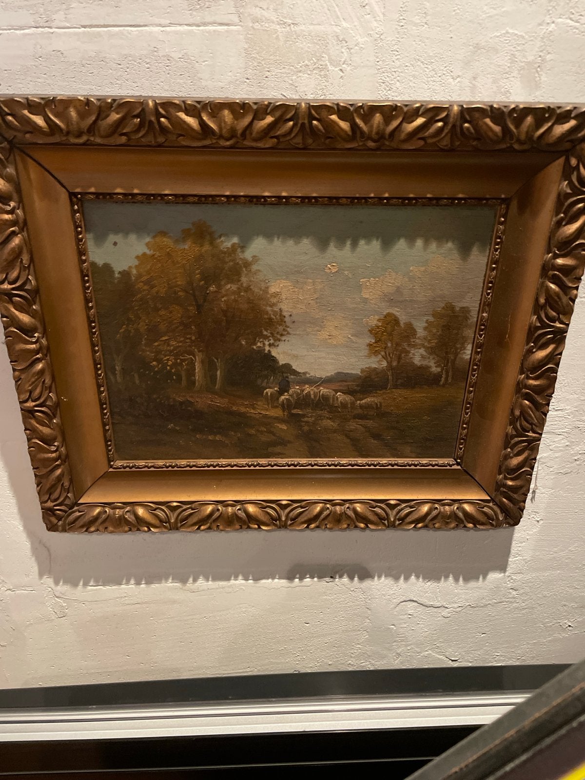 Klassiek Landschap met Schapen en Herder, Ophalen, Doek, Landschap, Olieverf