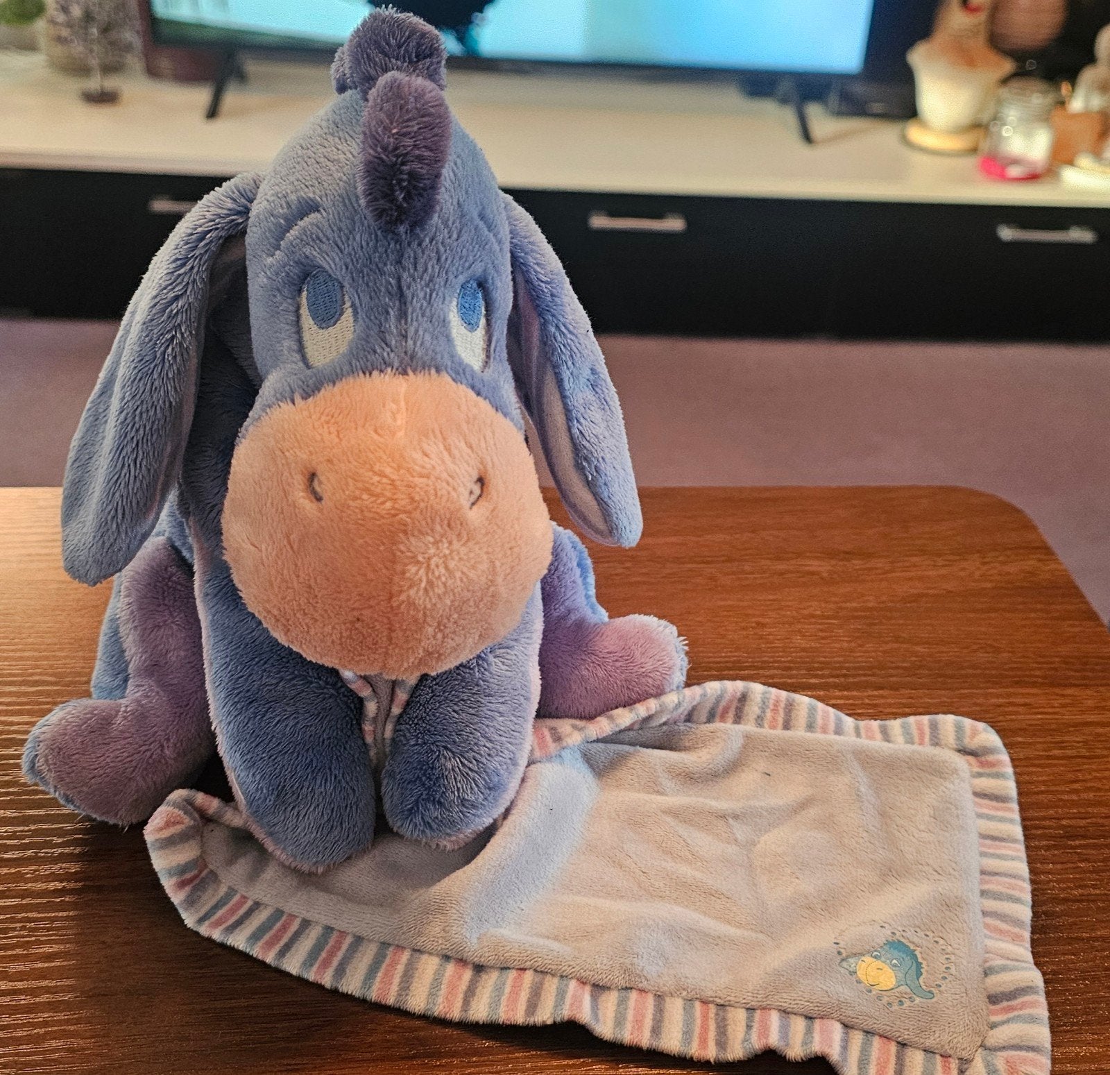 Knuffel Eeyore met knuffeldoekje - Disney Winnie de Poeh, Disney, Disney, Overige typen, Blauw