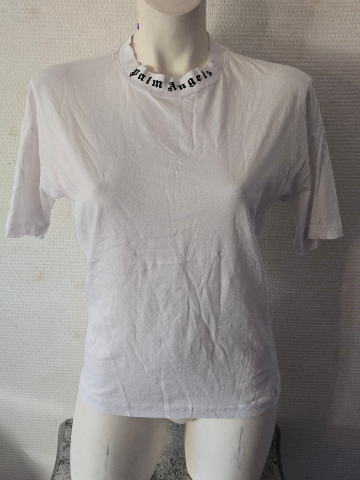 Palm Angels T-shirt wit met logo maat S, Kleding | Dames, T-shirts, Wit, Palm Angels, Ophalen of Verzenden, Korte mouw