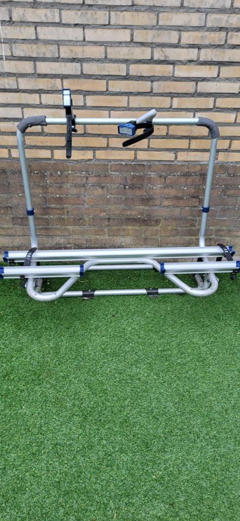 Kantelbare fietsendrager voor 2 fietsen op dissel caravan, Ophalen, 2 fietsen, Gebruikt, Fietsendrager-accessoire