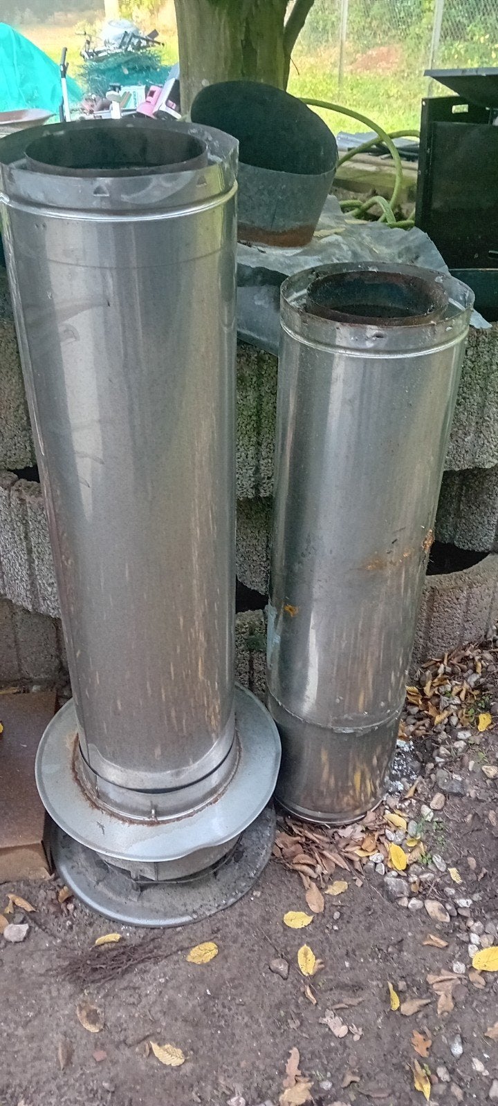 Gebruikte RVS dubbelwandige kachelpijp, Gebruikt, Overige typen, 150 cm of meer, Ophalen of Verzenden