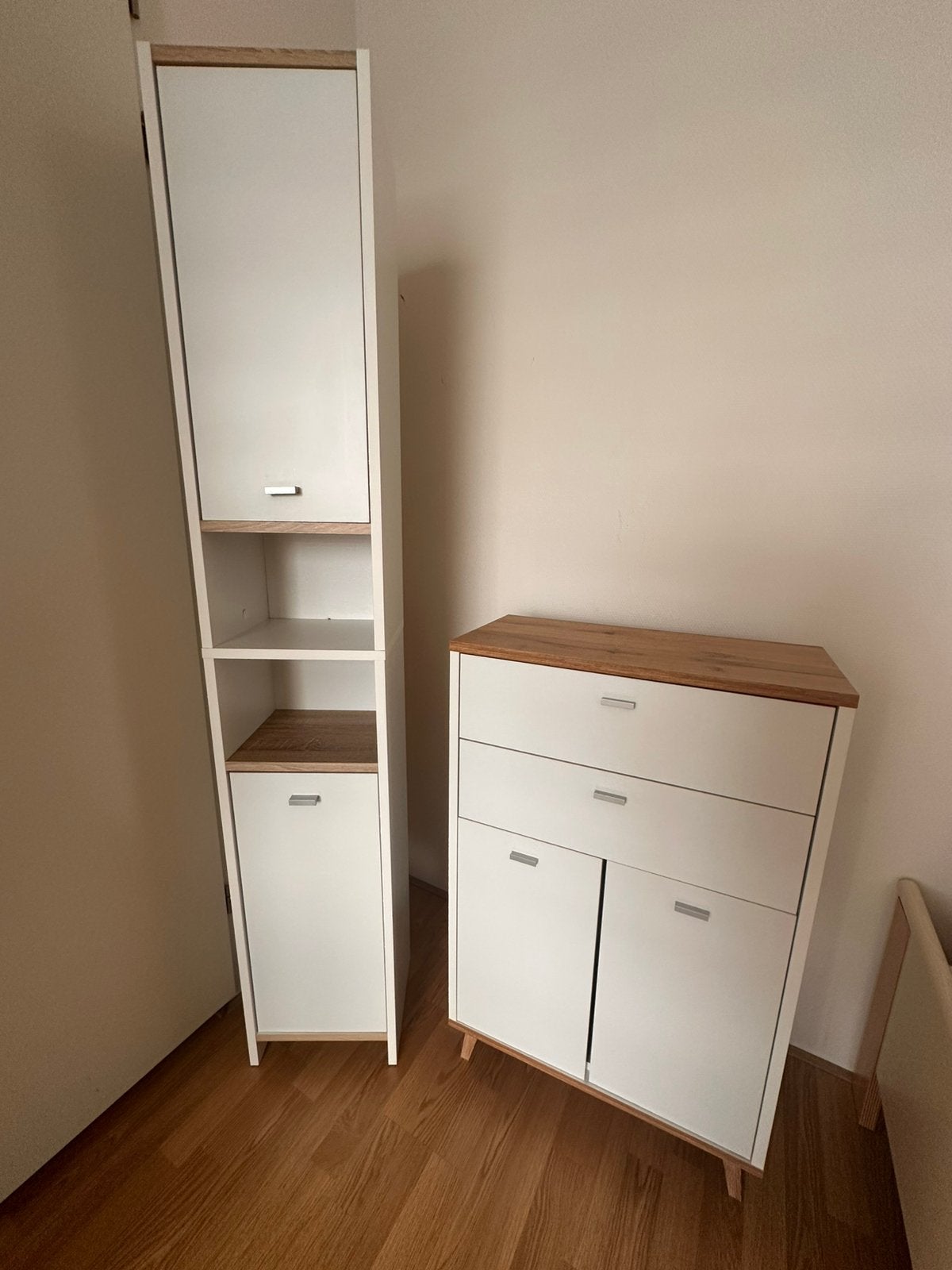 Badkamermeubels 2 delige set, (Half)hoge kast, Zo goed als nieuw, Minder dan 100 cm, 25 tot 50 cm
